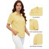 image:imageMANGOPOP Striped Button Down Shirt for Women Puff Short Sleeve Blouse Business Casual Tops Trendy 2026 SummerYellow