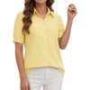 image:imageMANGOPOP Striped Button Down Shirt for Women Puff Short Sleeve Blouse Business Casual Tops Trendy 2026 SummerYellow