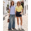 image:imageMANGOPOP Striped Button Down Shirt for Women Puff Short Sleeve Blouse Business Casual Tops Trendy 2026 SummerYellow