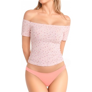 image:imageMANGOPOP Off The Shoulder Tops for Women Sexy Short Sleeve T Shirt Tops Slim FittedD02 Floral Printed