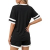 image:imageMANGOPOP Two Piece Sets for Women Summer Lounge Sets VNeck Shorts Set with PocketBlack