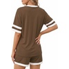 image:imageMANGOPOP Two Piece Sets for Women Summer Lounge Sets VNeck Shorts Set with PocketCoffee