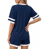 image:imageMANGOPOP Two Piece Sets for Women Summer Lounge Sets VNeck Shorts Set with PocketDeep Blue