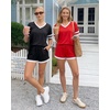 image:imageMANGOPOP Two Piece Sets for Women Summer Lounge Sets VNeck Shorts Set with PocketRed