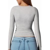 image:imageMANGOPOP Womens Square Neck Long Sleeve Shirts for Women Fitted Top Casual Basic Going Out TShirtHeather Grey