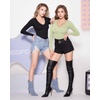image:imageMANGOPOP Womens V Neck Long Sleeve Fitted TShirtB09 Long Sleeve Fern Green