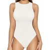 image:imageMANGOPOP Womens Tank Top Bodysuit Crew Neck Sleeveless Racerback Halter Ribbed Body Suits Sexy Summer Going Out Tops01sleeveless White