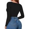 image:imageMANGOPOP Womens Tank Top Bodysuit Crew Neck Sleeveless Racerback Halter Ribbed Body Suits Sexy Summer Going Out Tops02long Sleeve Black