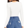 image:imageMANGOPOP Womens Tank Top Bodysuit Crew Neck Sleeveless Racerback Halter Ribbed Body Suits Sexy Summer Going Out Tops02long Sleeve White