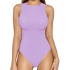 image:imageMANGOPOP Womens Tank Top Bodysuit Crew Neck Sleeveless Racerback Halter Ribbed Body Suits Sexy Summer Going Out Tops05sleeveless Light Violet