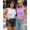 image:imageMANGOPOP Womens Tank Top Bodysuit Crew Neck Sleeveless Racerback Halter Ribbed Body Suits Sexy Summer Going Out Tops05sleeveless Light Violet