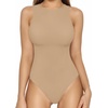 image:imageMANGOPOP Womens Tank Top Bodysuit Crew Neck Sleeveless Racerback Halter Ribbed Body Suits Sexy Summer Going Out Tops05sleeveless Mocha