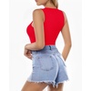 image:imageMANGOPOP Womens Tank Top Bodysuit Crew Neck Sleeveless Racerback Halter Ribbed Body Suits Sexy Summer Going Out Tops05sleeveless Red