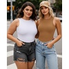 image:imageMANGOPOP Womens Tank Top Bodysuit Crew Neck Sleeveless Racerback Halter Ribbed Body Suits Sexy Summer Going Out Tops05sleeveless Tan