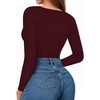 image:imageMANGOPOP Womens Tank Top Bodysuit Crew Neck Sleeveless Racerback Halter Ribbed Body Suits Sexy Summer Going Out Tops06long Sleeve Burgundy