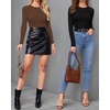 image:imageMANGOPOP Womens Tank Top Bodysuit Crew Neck Sleeveless Racerback Halter Ribbed Body Suits Sexy Summer Going Out Tops06long Sleeve Coffee
