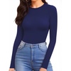 image:imageMANGOPOP Womens Tank Top Bodysuit Crew Neck Sleeveless Racerback Halter Ribbed Body Suits Sexy Summer Going Out Tops06long Sleeve Deep Blue