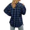 image:imageMANGOPOP YearRound Flannel Shirt for Women  Lightweight Oversized Long Sleeve Button Down Plaid for Effortless LayeringBlack and Blue Plaid