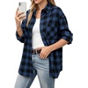image:imageMANGOPOP YearRound Flannel Shirt for Women  Lightweight Oversized Long Sleeve Button Down Plaid for Effortless LayeringBlack and Blue Plaid