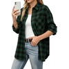 image:imageMANGOPOP YearRound Flannel Shirt for Women  Lightweight Oversized Long Sleeve Button Down Plaid for Effortless LayeringBlack and Green Plaid