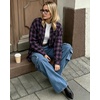 image:imageMANGOPOP YearRound Flannel Shirt for Women  Lightweight Oversized Long Sleeve Button Down Plaid for Effortless LayeringBlack and Purple Plaid