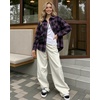 image:imageMANGOPOP YearRound Flannel Shirt for Women  Lightweight Oversized Long Sleeve Button Down Plaid for Effortless LayeringBlack and Purple Plaid
