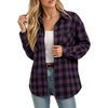 image:imageMANGOPOP YearRound Flannel Shirt for Women  Lightweight Oversized Long Sleeve Button Down Plaid for Effortless LayeringBlack and Purple Plaid