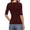 image:imageMANGOPOP Half Sleeve Tops for Women Sexy Deep V Neck Elbow Length Fitted Casual Going Out T Shirt Tops 2026 TrendyBurgundy