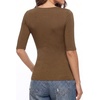 image:imageMANGOPOP Half Sleeve Tops for Women Sexy Deep V Neck Elbow Length Fitted Casual Going Out T Shirt Tops 2026 TrendyCoffee