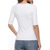image:imageMANGOPOP Half Sleeve Tops for Women Sexy Deep V Neck Elbow Length Fitted Casual Going Out T Shirt Tops 2026 TrendyCreamy White