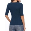 image:imageMANGOPOP Half Sleeve Tops for Women Sexy Deep V Neck Elbow Length Fitted Casual Going Out T Shirt Tops 2026 TrendyDeep Blue