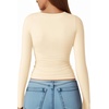 image:imageMANGOPOP Womens Square Neck Long Sleeve Shirts for Women Fitted Top Casual Basic Going Out TShirtB1creamy White