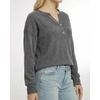 image:imageMANGOPOP Ribbed Henley Sweatshirt for Women Oversized Casual Long Sleeve Pullover Top with Decorative ButtonsBlack Grey