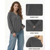 image:imageMANGOPOP Ribbed Henley Sweatshirt for Women Oversized Casual Long Sleeve Pullover Top with Decorative ButtonsBlack Grey