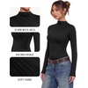 image:imageMANGOPOP Womens Mock Neck Long Sleeve Ruched Bodysuit Casual Fall Top 2026  Bodysuits for Women Ruched Turtleneck Body Suit Soft Fitted Clothing Trendy Elegant Outfit Winter Going Out Top01 Black
