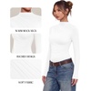 image:imageMANGOPOP Womens Mock Neck Long Sleeve Ruched Bodysuit Casual Fall Top 2026  Bodysuits for Women Ruched Turtleneck Body Suit Soft Fitted Clothing Trendy Elegant Outfit Winter Going Out Top02 White