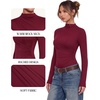 image:imageMANGOPOP Womens Mock Neck Long Sleeve Ruched Bodysuit Casual Fall Top 2026  Bodysuits for Women Ruched Turtleneck Body Suit Soft Fitted Clothing Trendy Elegant Outfit Winter Going Out TopBurgundy