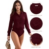 image:imageMANGOPOP Womens Long Sleeve Button Down Bodysuit Collared Blouse  Chiffon Business Casual Professional Camisas Attire Teacher Outfits Funeral Dressy Office Interview Formal WorkBurgundy