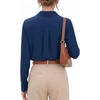 image:imageMANGOPOP Womens Long Sleeve Button Down Bodysuit Collared Blouse  Chiffon Business Casual Professional Camisas Attire Teacher Outfits Funeral Dressy Office Interview Formal WorkNavy Blue