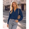image:imageMANGOPOP Womens Long Sleeve Button Down Bodysuit Collared Blouse  Chiffon Business Casual Professional Camisas Attire Teacher Outfits Funeral Dressy Office Interview Formal WorkNavy Blue