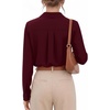 image:imageMANGOPOP Womens Long Sleeve Button Down Bodysuit Collared Blouse  Chiffon Business Casual Professional Camisas Attire Teacher Outfits Funeral Dressy Office Interview Formal WorkBurgundy