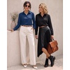 image:imageMANGOPOP Womens Long Sleeve Button Down Bodysuit Collared Blouse  Chiffon Business Casual Professional Camisas Attire Teacher Outfits Funeral Dressy Office Interview Formal WorkNavy Blue