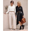 image:imageMANGOPOP Womens Long Sleeve Button Down Bodysuit Collared Blouse  Chiffon Business Casual Professional Camisas Attire Teacher Outfits Funeral Dressy Office Interview Formal WorkWhite
