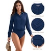 image:imageMANGOPOP Womens Long Sleeve Button Down Bodysuit Collared Blouse  Chiffon Business Casual Professional Camisas Attire Teacher Outfits Funeral Dressy Office Interview Formal WorkNavy Blue