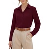 image:imageMANGOPOP Womens Long Sleeve Button Down Bodysuit Collared Blouse  Chiffon Business Casual Professional Camisas Attire Teacher Outfits Funeral Dressy Office Interview Formal WorkBurgundy