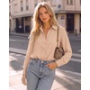 image:imageMANGOPOP Womens Long Sleeve Button Down Bodysuit Collared Blouse  Chiffon Business Casual Professional Camisas Attire Teacher Outfits Funeral Dressy Office Interview Formal WorkApricot