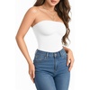 image:imageMANGOPOP Womens Strapless Thong Bodysuit Sexy Tube Top Off The Shoulder Double Lined Bodysuits Summer Going Out TopsA02 White