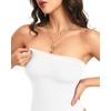 image:imageMANGOPOP Womens Strapless Thong Bodysuit Sexy Tube Top Off The Shoulder Double Lined Bodysuits Summer Going Out TopsA02 White