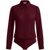image:imageMANGOPOP Womens Long Sleeve Button Down Bodysuit Collared Blouse  Chiffon Business Casual Professional Camisas Attire Teacher Outfits Funeral Dressy Office Interview Formal WorkBurgundy