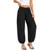 image:imageMANGOPOP Wide Leg Cropped Pants for Women 2026 Summer Elastic Waist Palazzo Trousers Bottoms with PocketsBlack